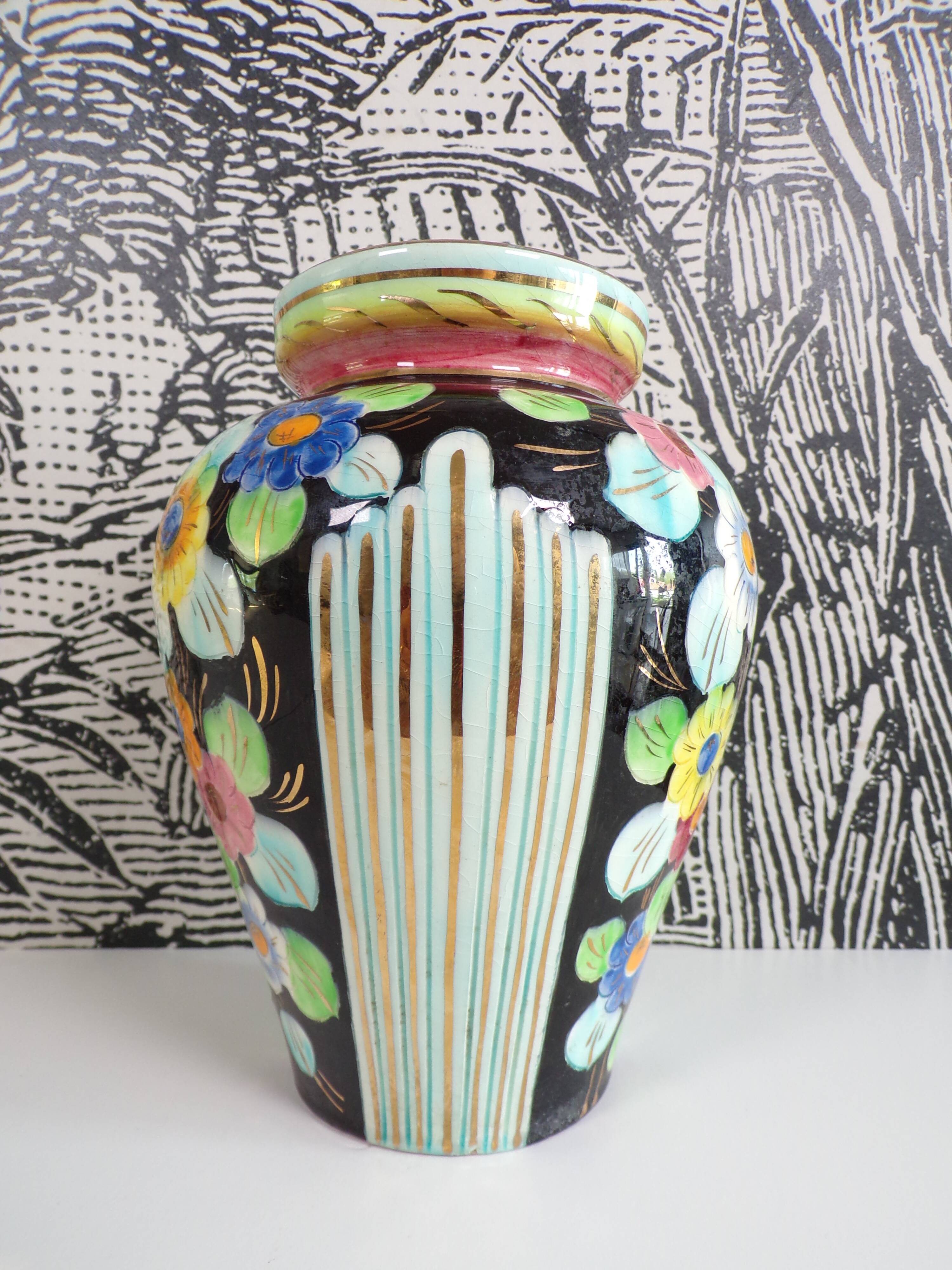 Vase 1950 cerdazur Monaco floral decor