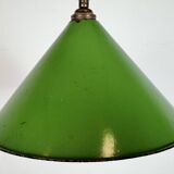 Industrial British Green Enamel Factory Pendant Lamp, 1950s