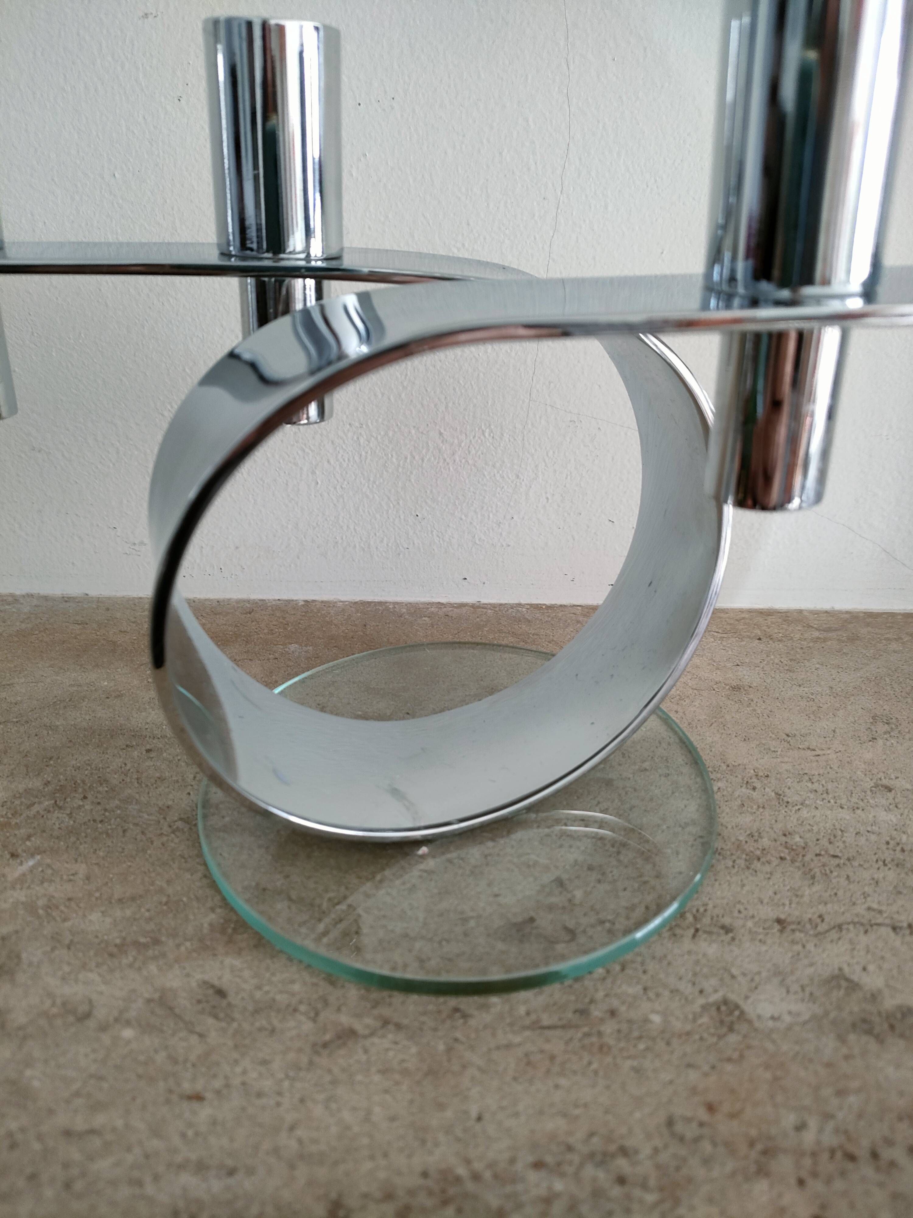 Design horizontal candlestick in chrome metal - four candles - France - 1980s