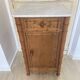 Bedside table / nightstand in pitchpin pine wood and bamboo with marble top