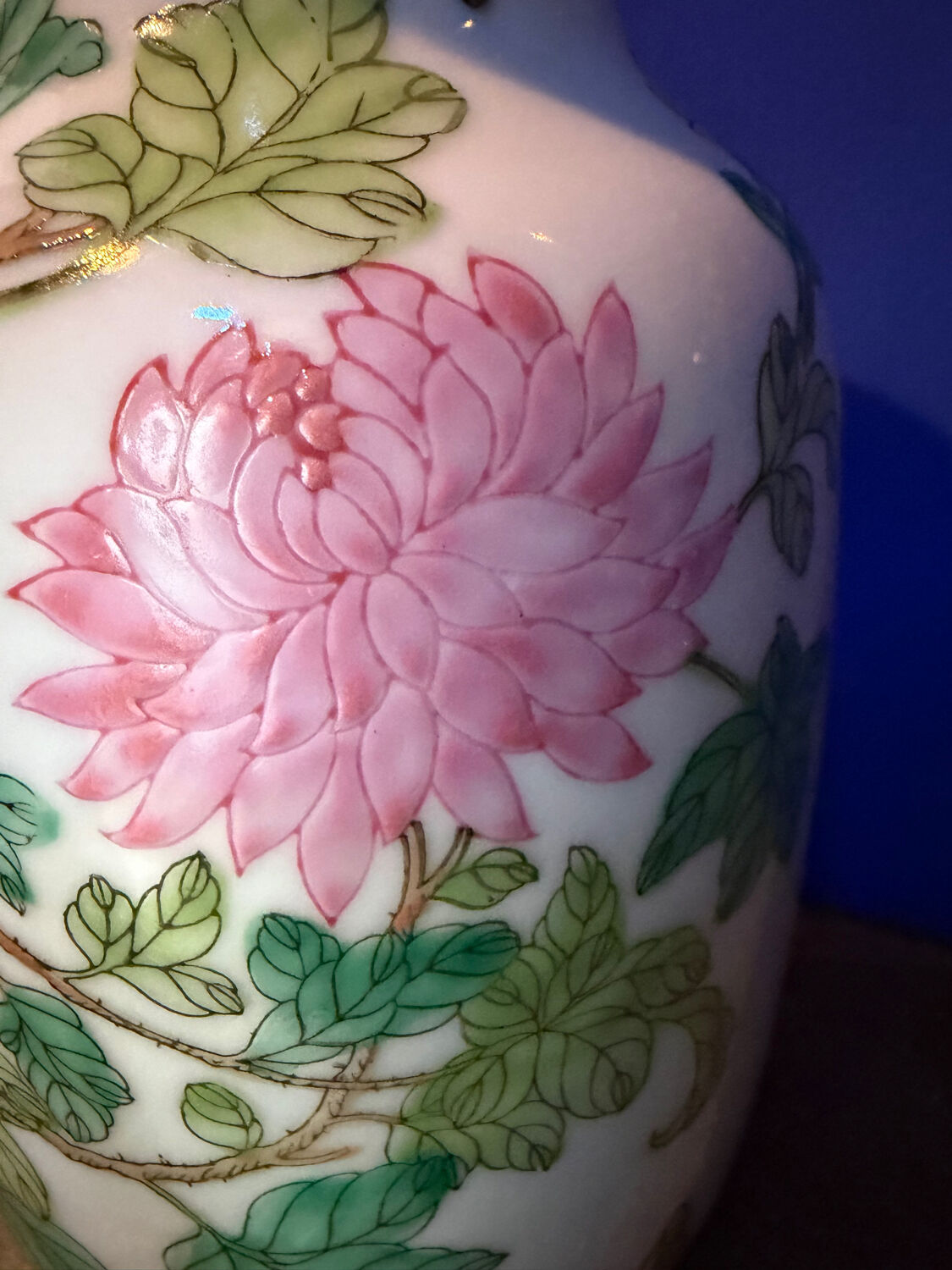 Chinese Vase with Chrysanthemums – "Famille Rose" Porcelain