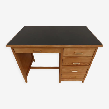 Wooden desk 5 drawers with imitation leather top