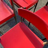 6 chairs year 70 imitation red leather