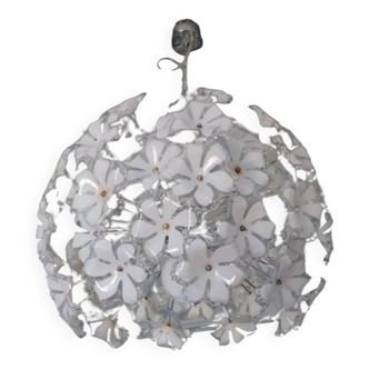 Sputnik chandelier with glass flowers, 1970s