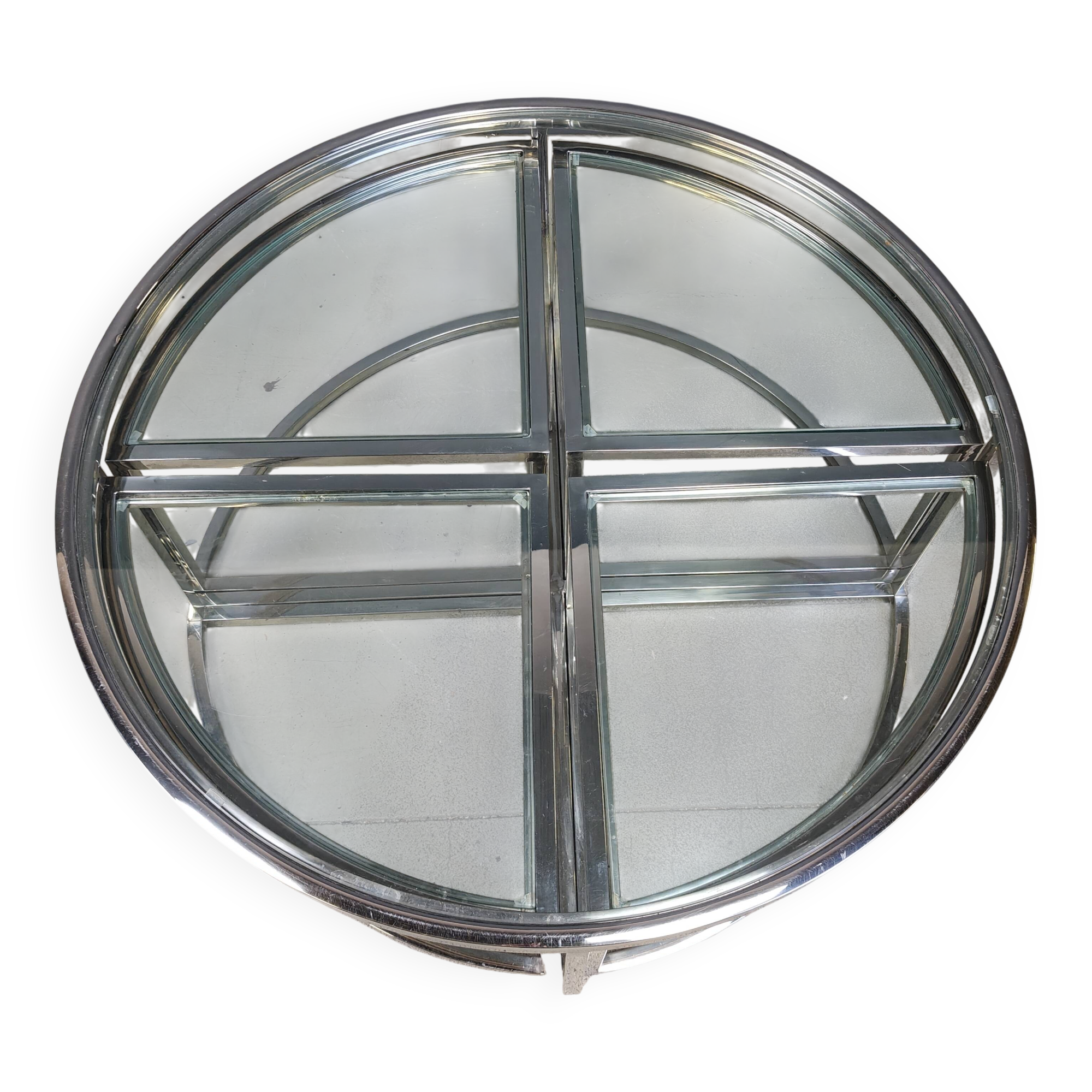 Vintage chromed coffee table set, 1970s