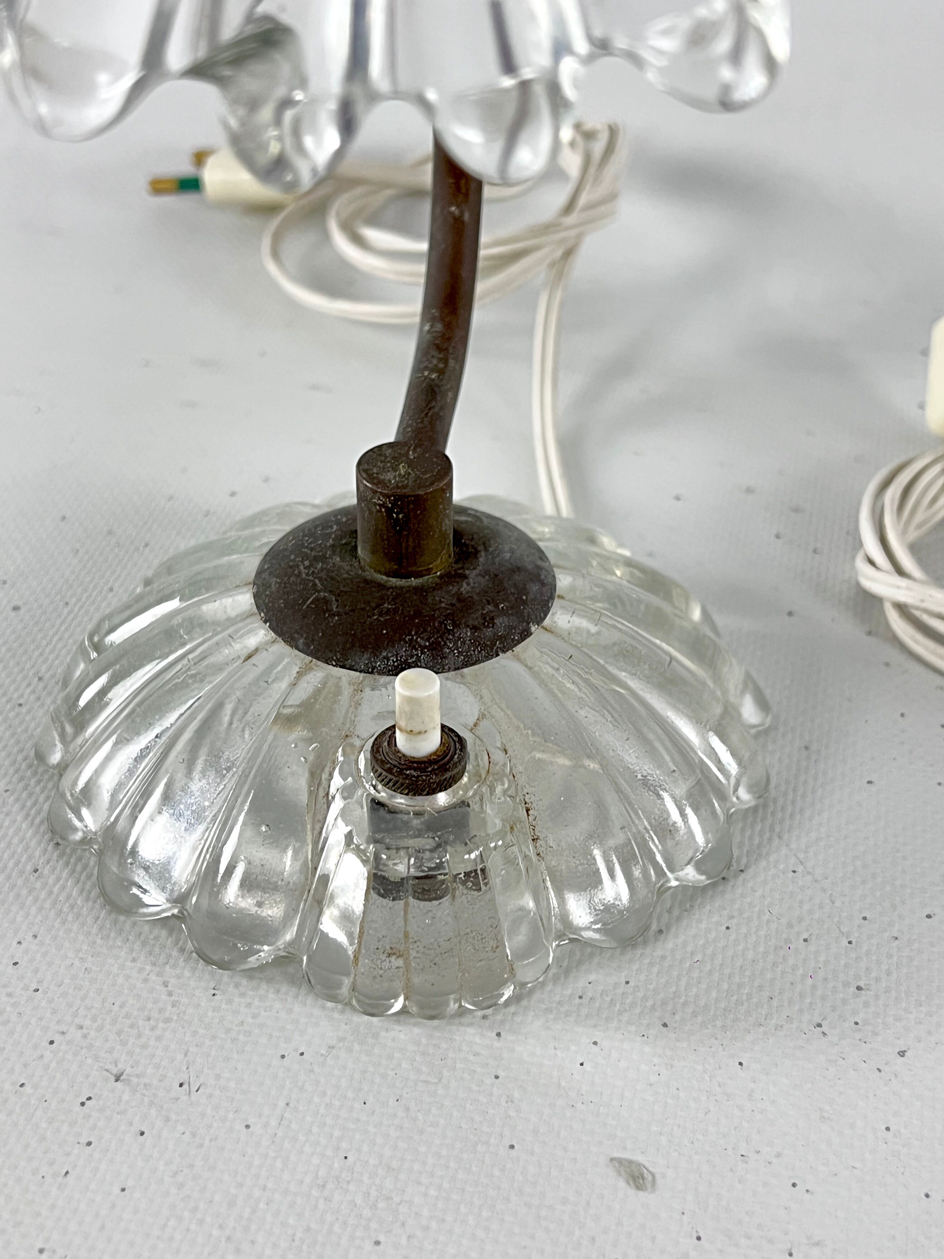 Art Deco, pair of Murano Glass table lamps, taly 1940s