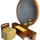 Art Deco vanity with stool, walnut, Czechoslovakia, 1930s