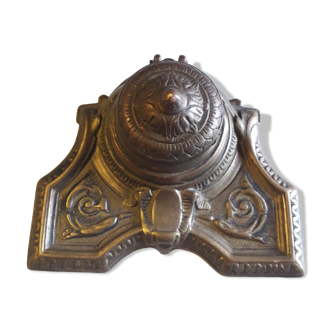 Old brass inkwell - Art Nouveau - complete