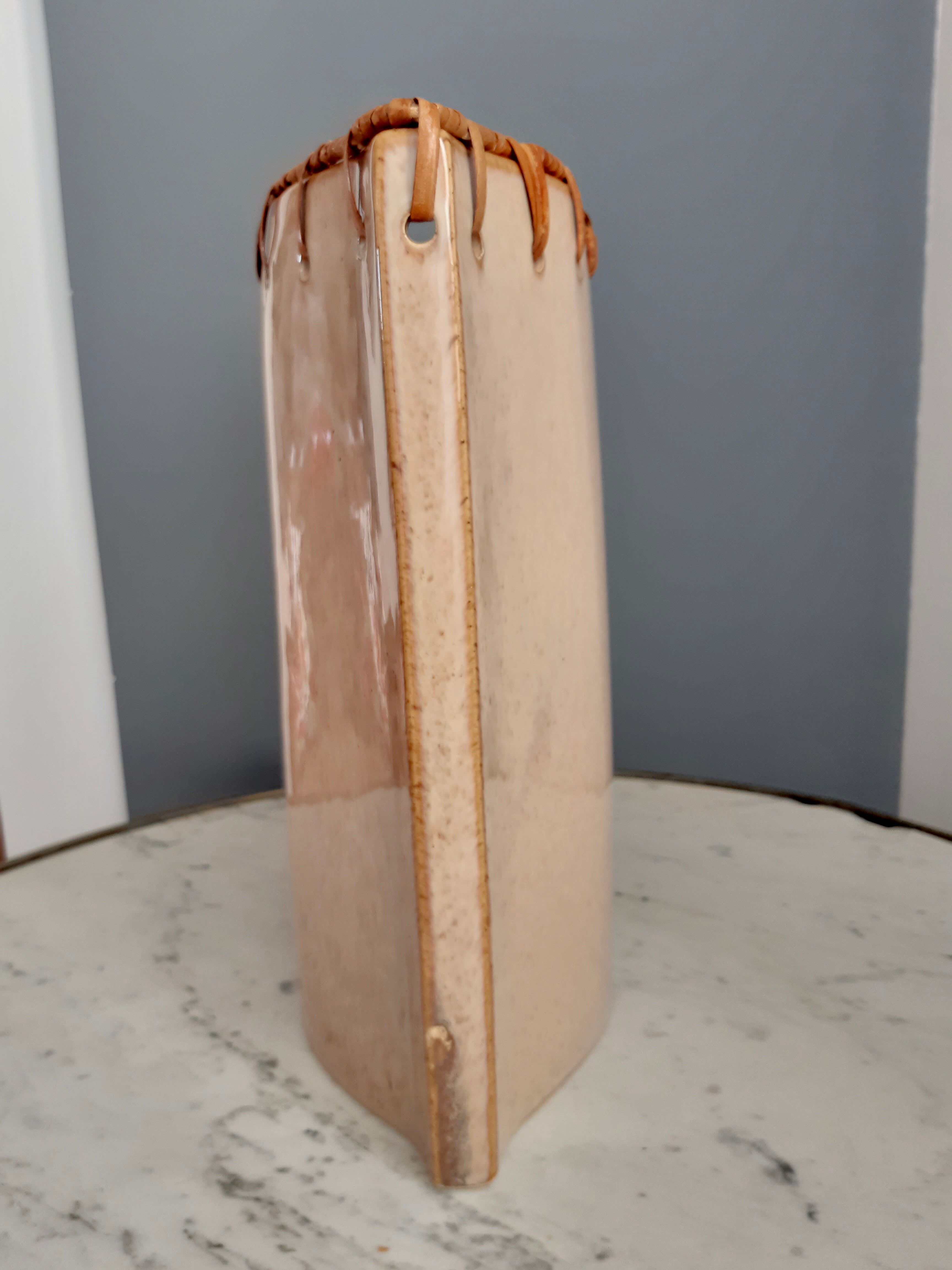 Ceramic and rattan vase 70s
