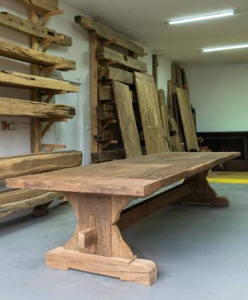 400 × 120 Reclaimed Oak Dining Table : Rustic Barn Wood, Handmade