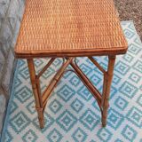 Table with bamboo legs and rattan top