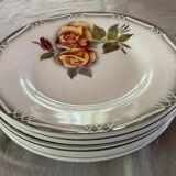 6 Digoin Sarreguemines Adele dinner plates 1940s 1950s