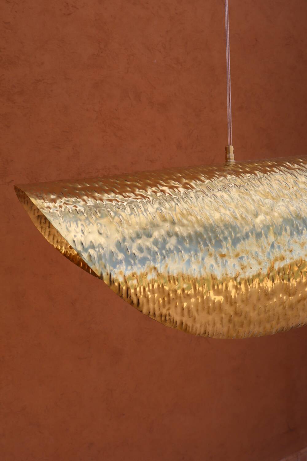 Handmade lotus-shaped brass pendant light