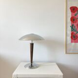 Lampe paquebot, champignon vintage en chrome et bois