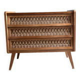 Commode bois et rotin