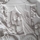 Large Chinese resin dish, carved patterns, signed