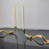 Paire de bougeoirs noeud, design brutaliste, italie, 1970