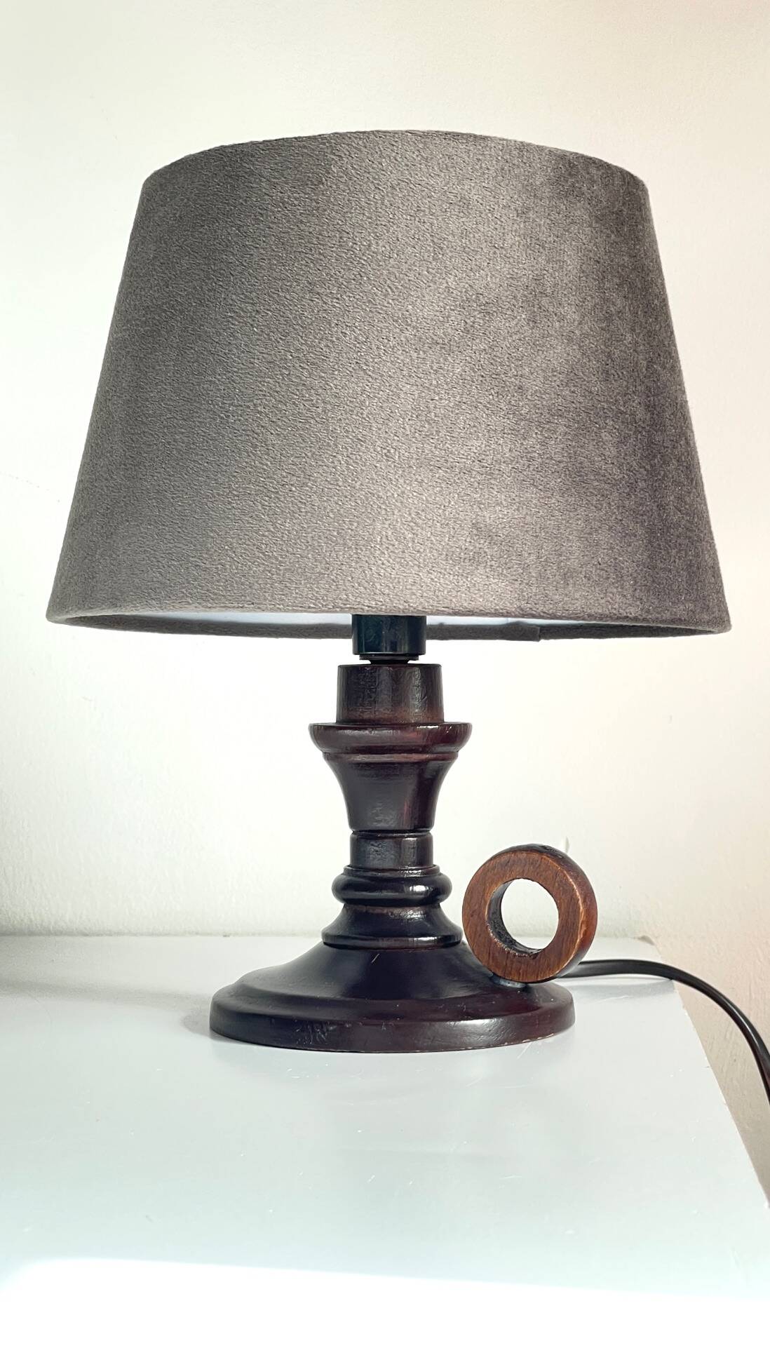 Vintage wooden candle holder lamp