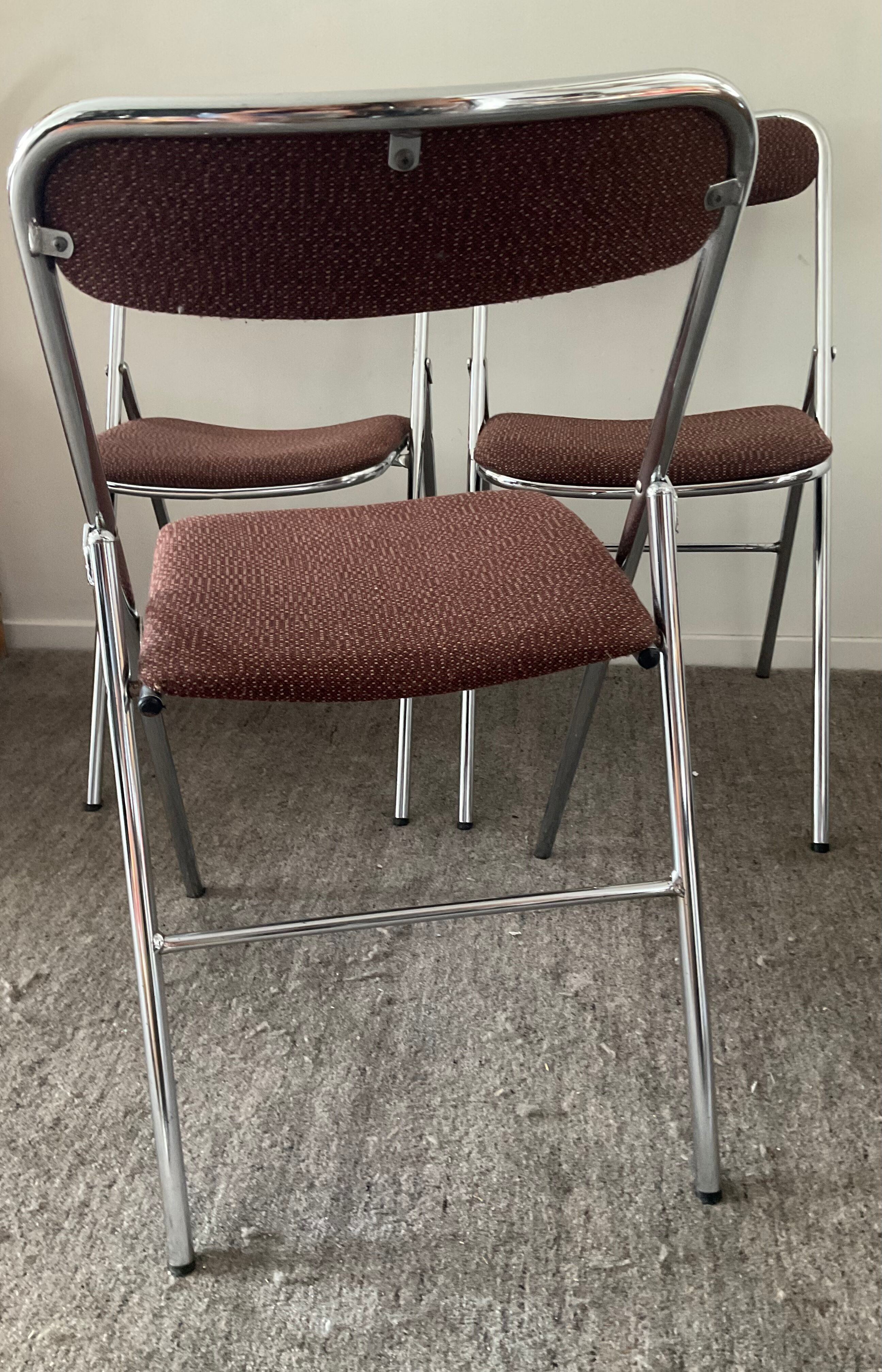 Série de 3 chaises pliantes Souvignet des années 70