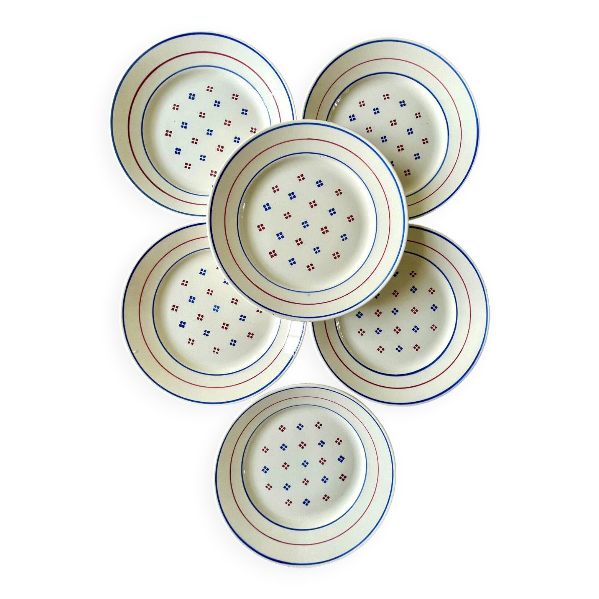 6 vintage Luneville ceramic plates