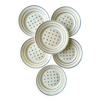 6 vintage Luneville ceramic plates