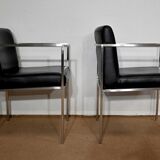 Pair of square armchairs, imitation leather – 1970