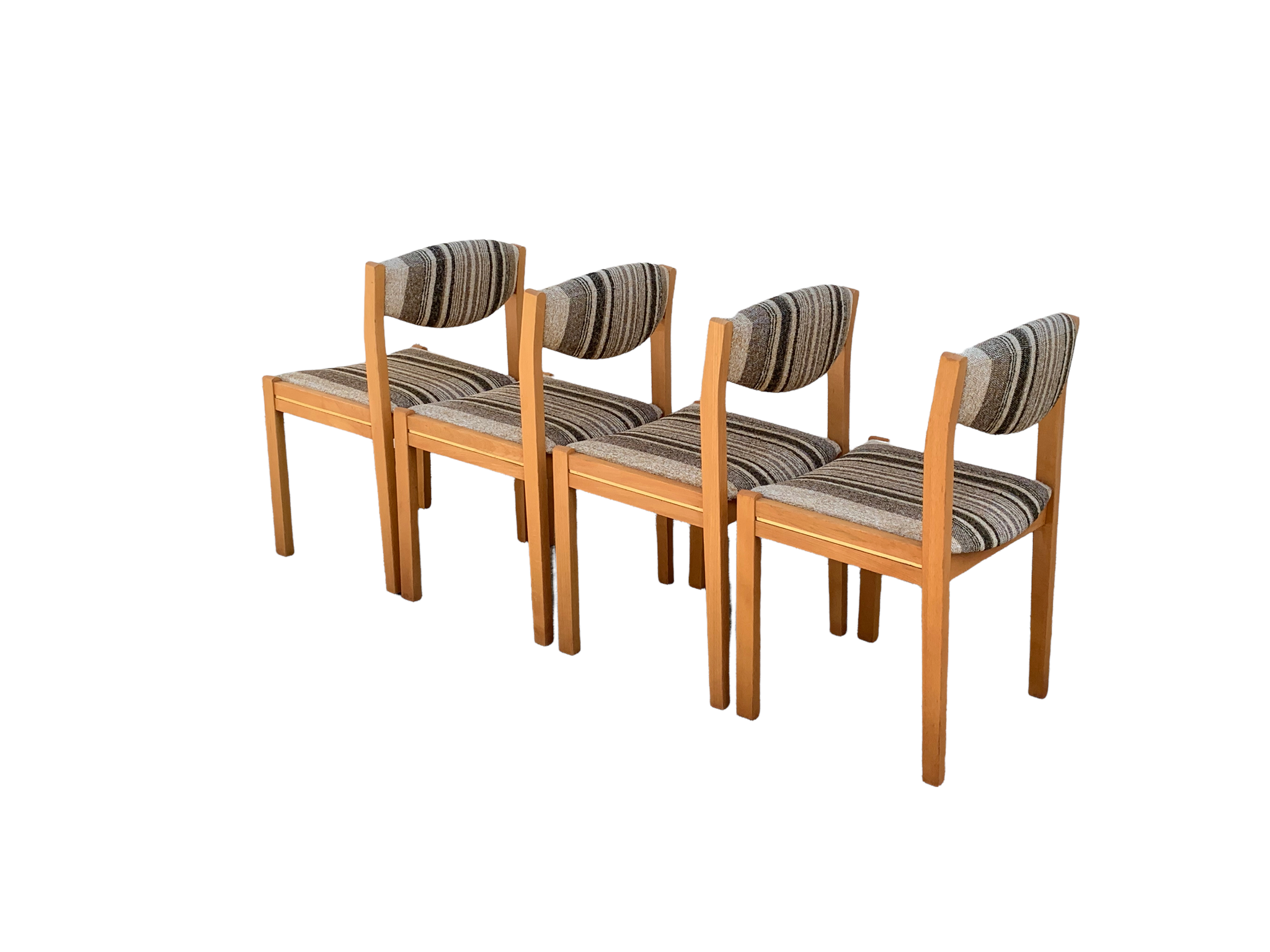 Suite de 4 chaises self hêtre laiton et laine 1960