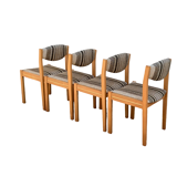 Suite of 4 chairs self beech brass and wool 1960