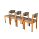 Suite of 4 chairs self beech brass and wool 1960