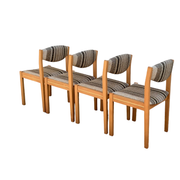 Suite de 4 chaises self hêtre laiton et laine 1960