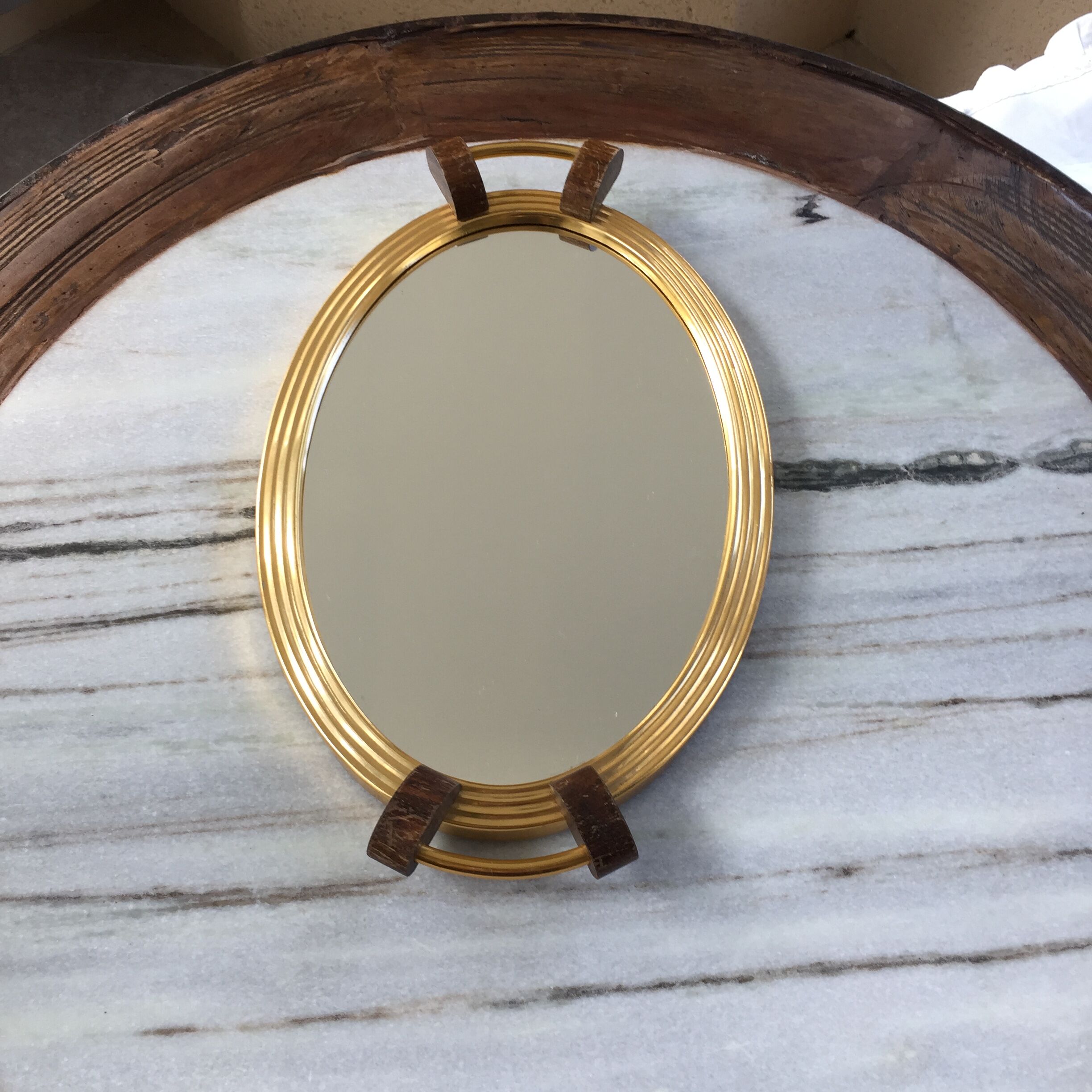 Plateau miroir art déco doré