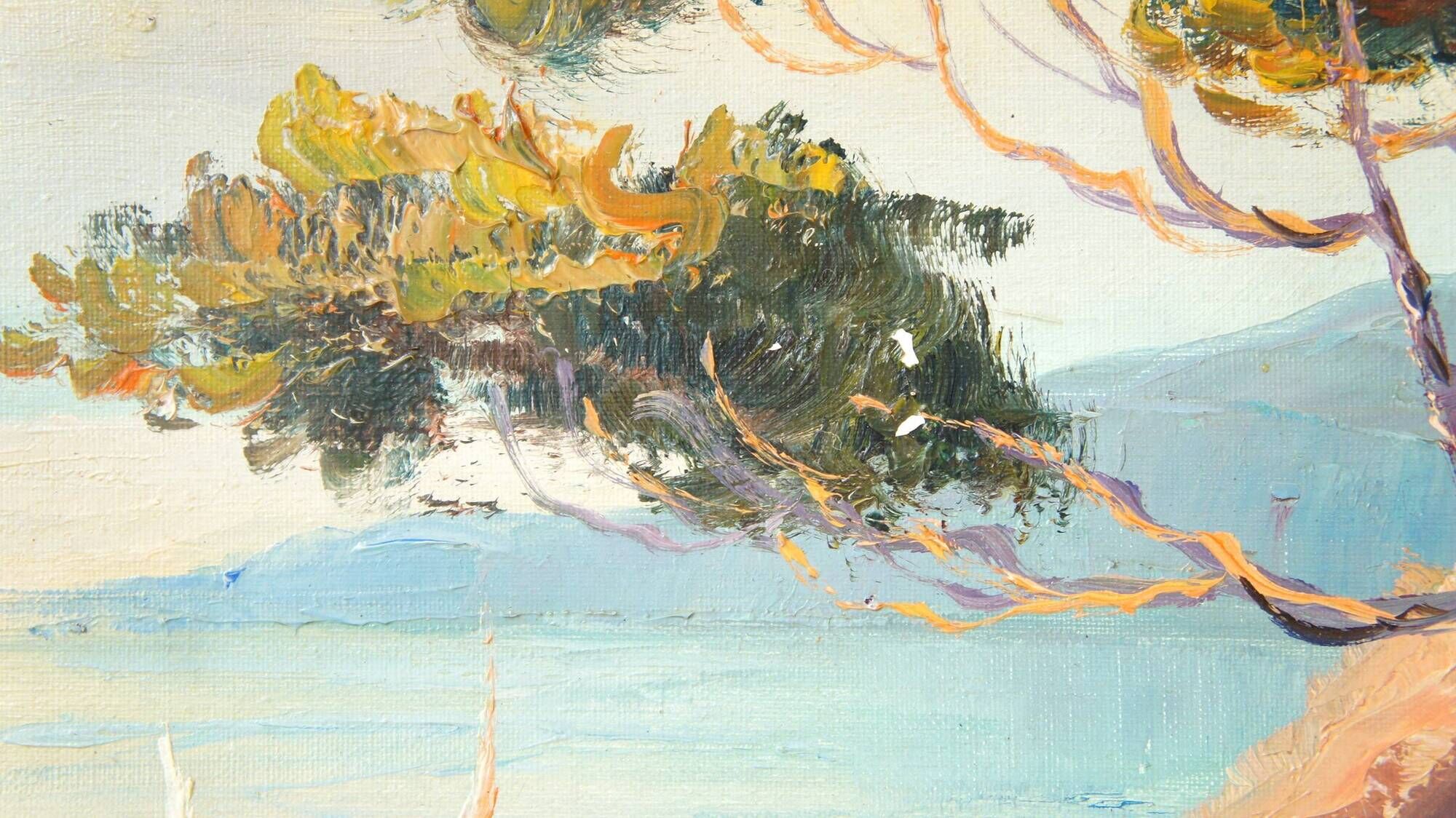 Painting by the painter Louis Andrey "Impressionist landscape of the Côte d'Azur"