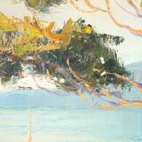 Painting by the painter Louis Andrey "Impressionist landscape of the Côte d'Azur"