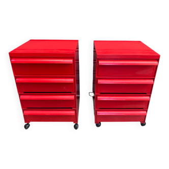Pair of Kartell 4-drawer cabinets, designed by Simon Fussell, 1970s/8