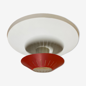 Red Philips UFO Ceiling Light - Design by Louis Kalff From The Netherlands
