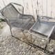 Armchair and ottoman scoubidou, gray, vintage, 70s