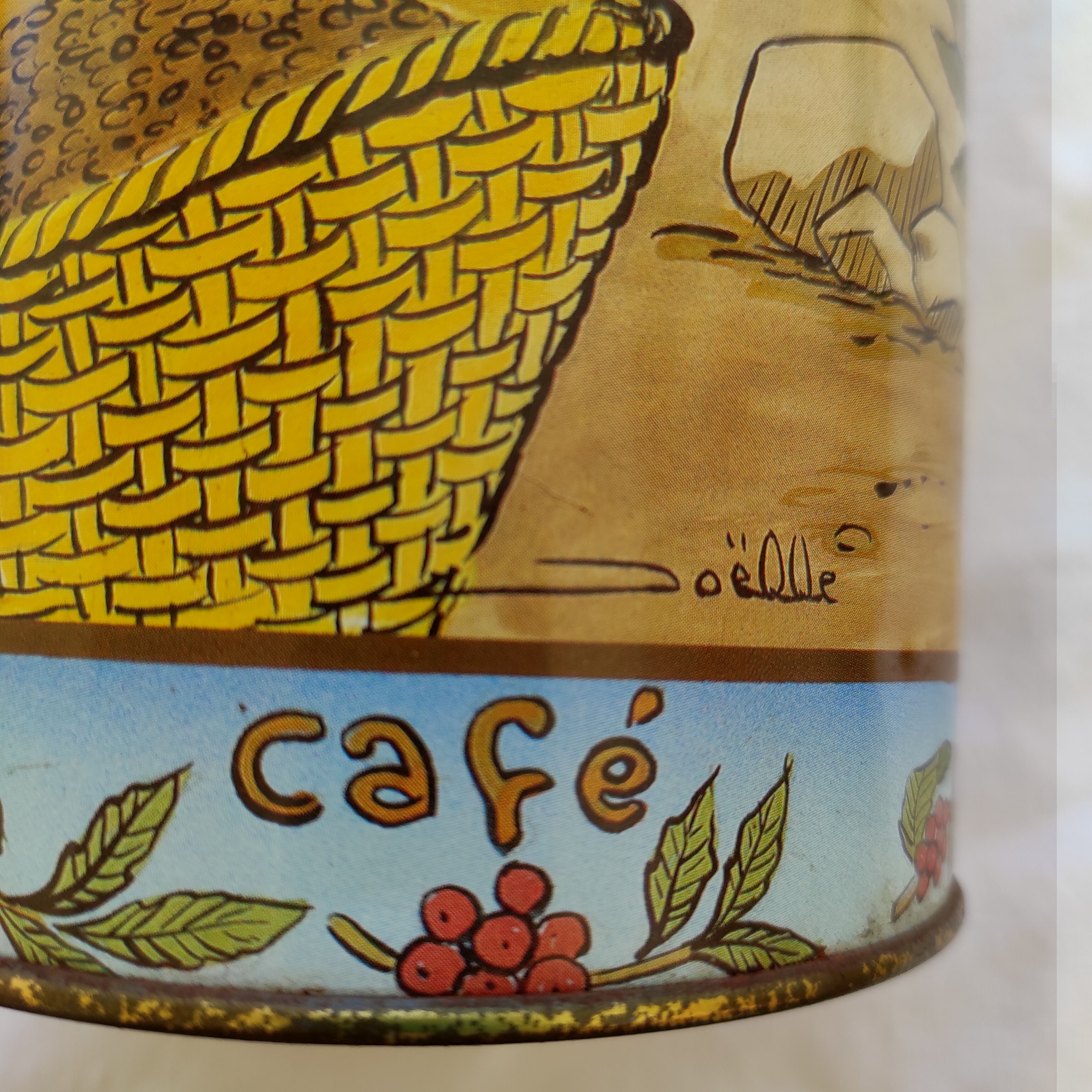 vintage coffee box signed Joelle