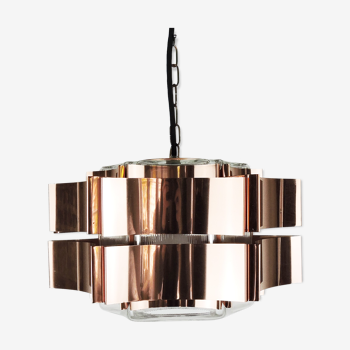 Six pointed copper & glass pendant light, 1970s