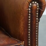 Cognac-Colored Sheepskin Leather Club Chair