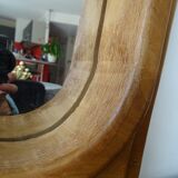 Brutalist free-form solid wood mirror from the 70s