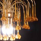 Lustre à fleurs en verre de Murano orange de Marilyn Monroe, années 1970