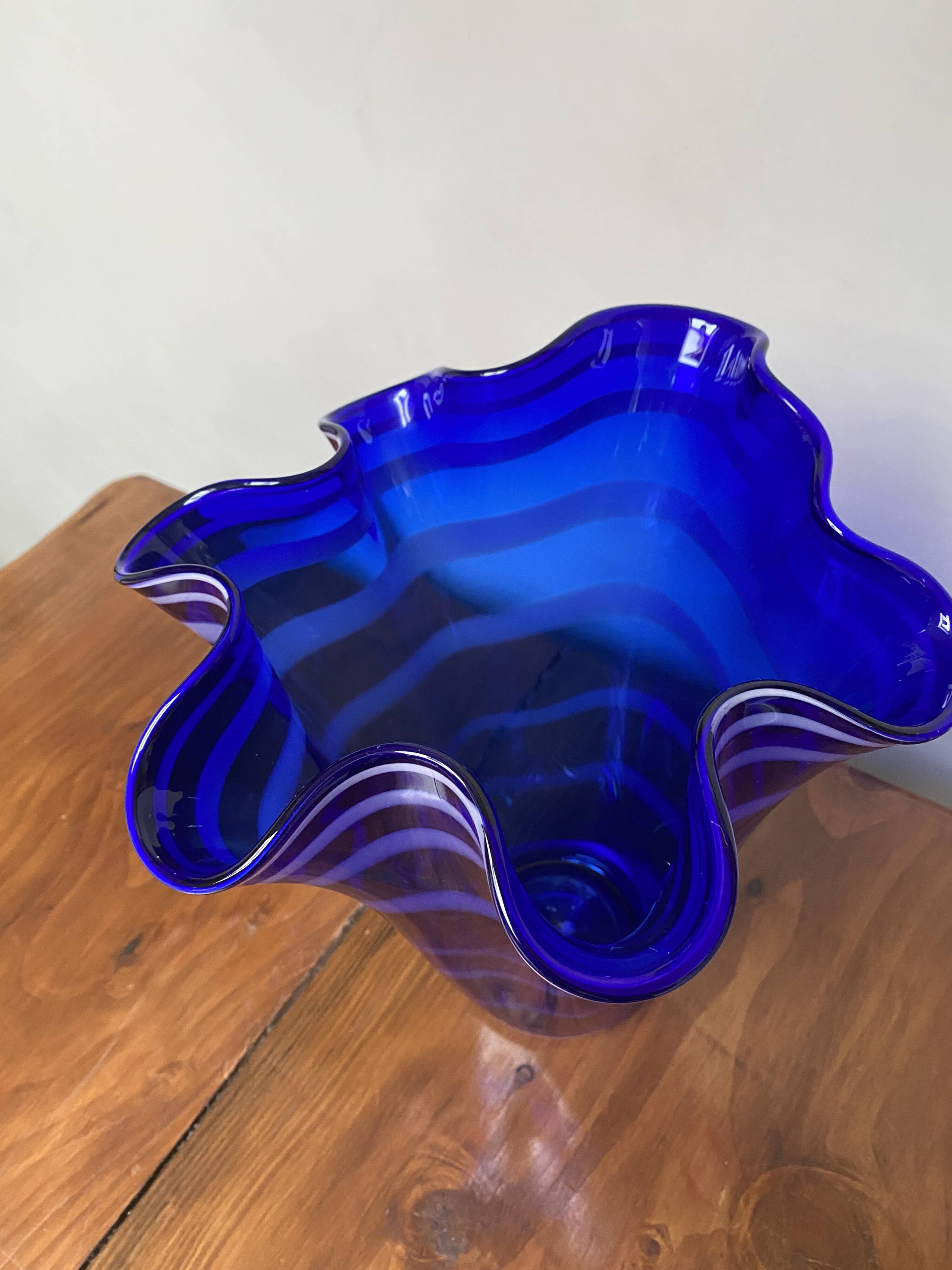 cobalt blue handkerchief vase