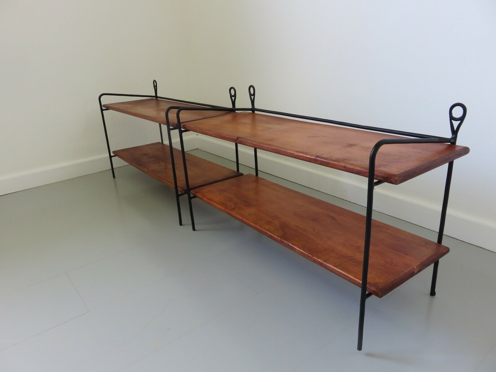 Scandinavian wood and metal shelf 60s 70s