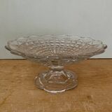 Compotier ou assiette à pied en verre ciselé vintage