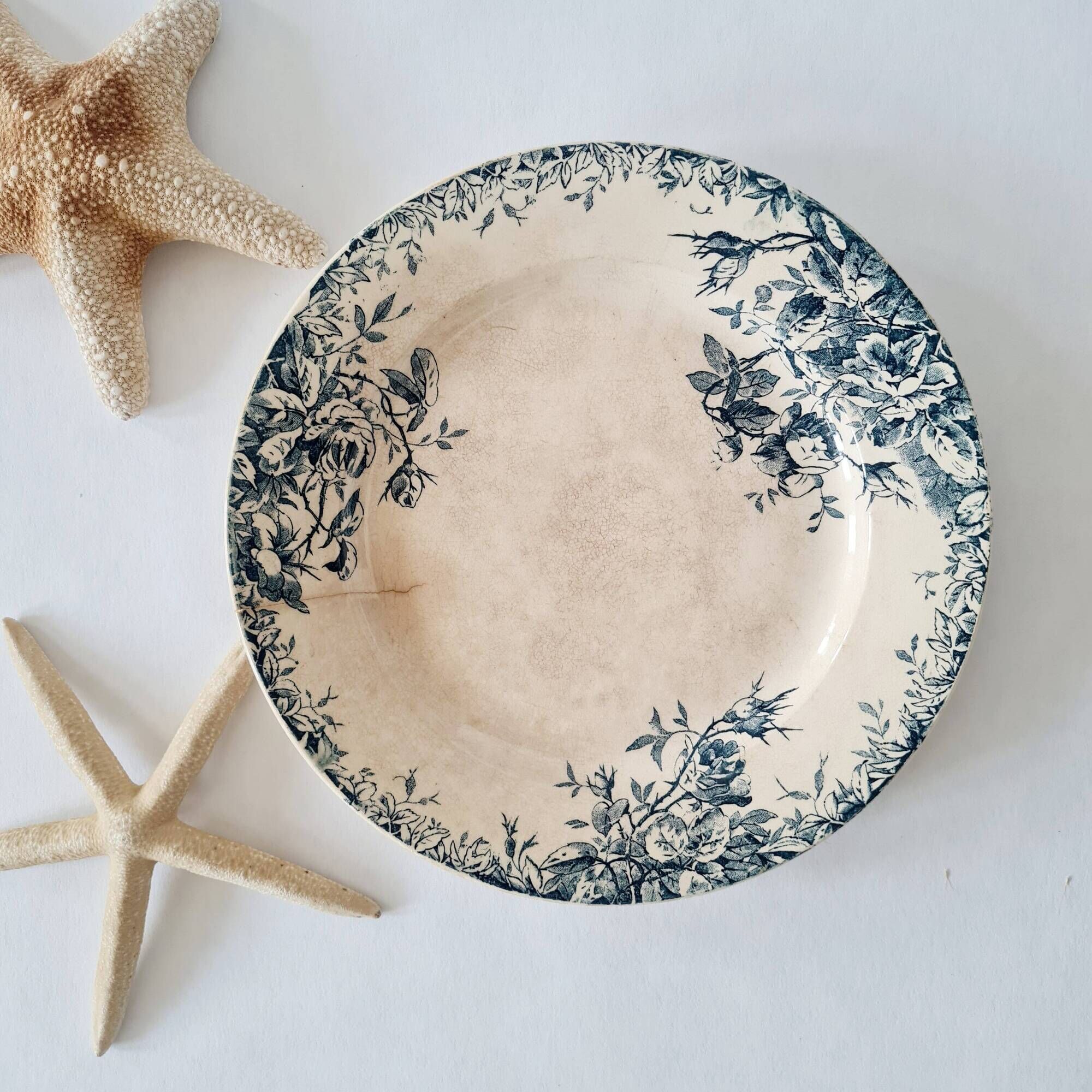Antique hollow dish / deep plate in earthenware - "Floreal" model