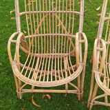 Set of 2 vintage armchairs shape basket in rattan I