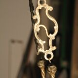 Large glass paste and brass chandelier in Art Deco style.