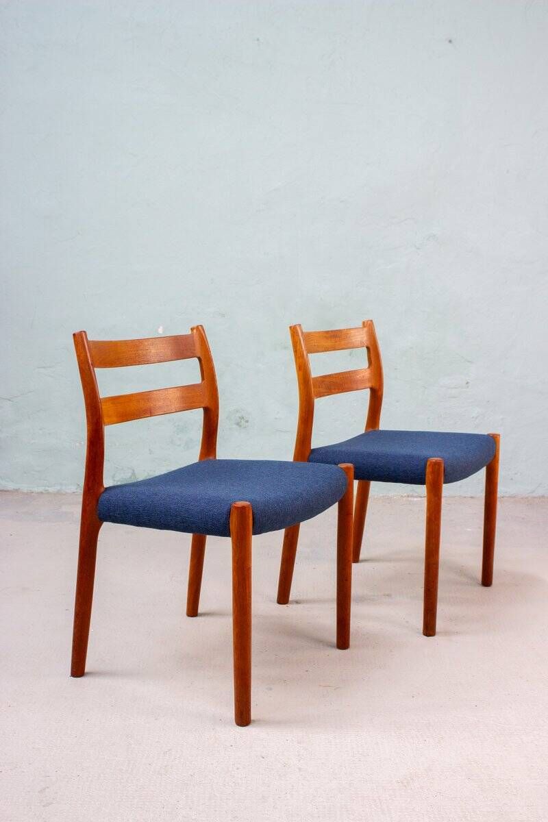 Set of 2 Model No. 84 Teak Chairs by Niels Otto Møller, Denmark, 1960s