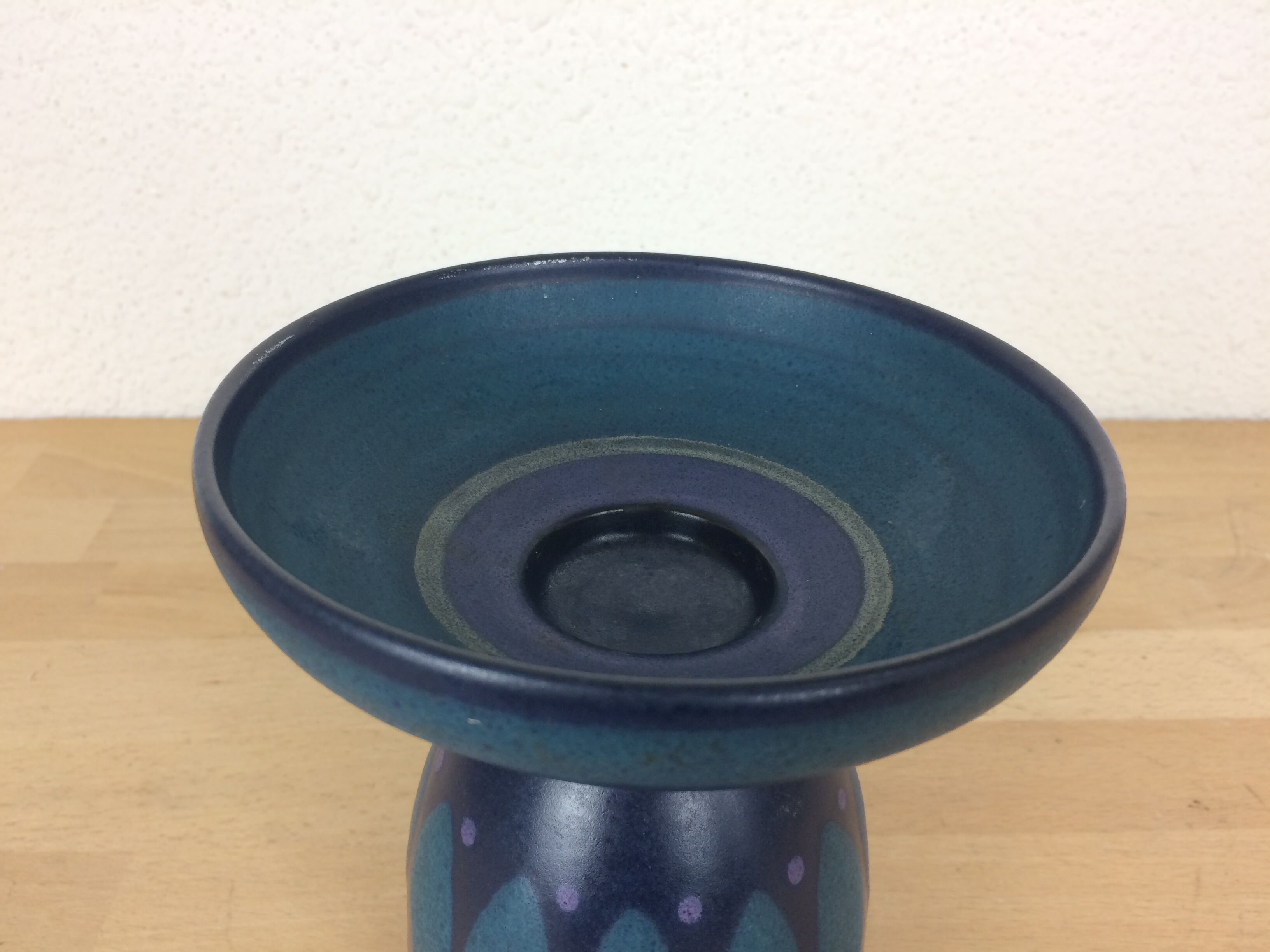Vintage blue ceramic candle holder
