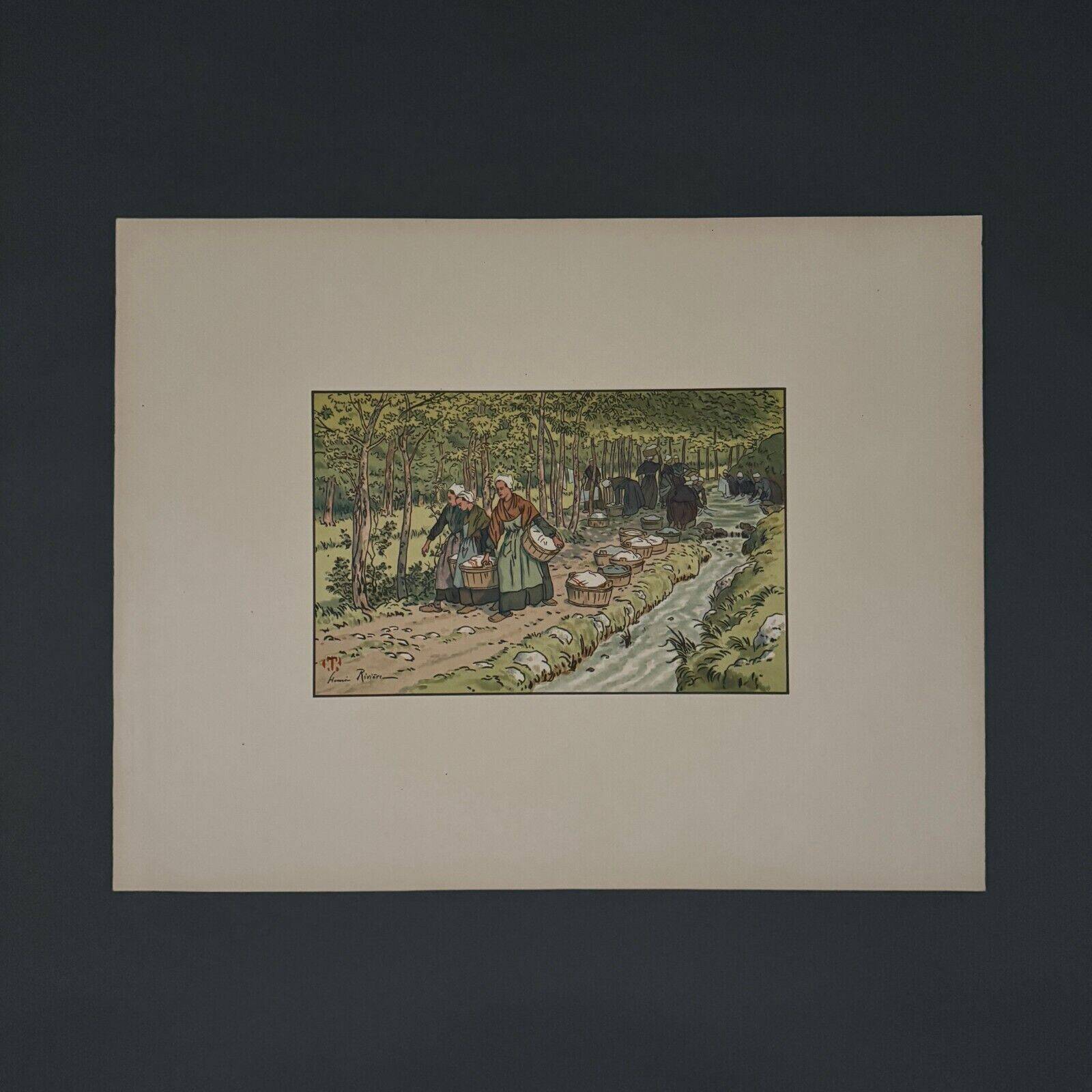 Lithograph by Henri Rivière The Beautiful Country of Brittany Washhouse in Tréboul
